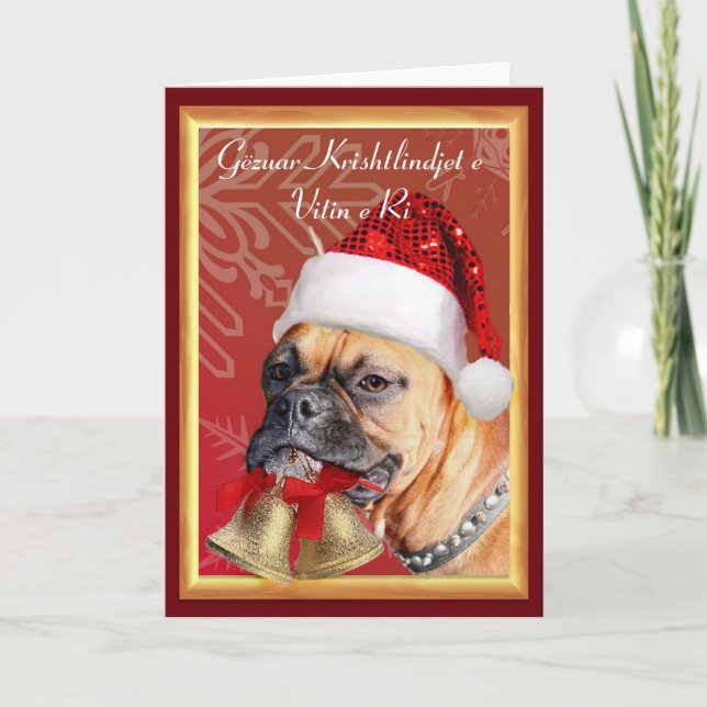 Weihnachtsboxer-Hund-Grußkarte Feiertagskarte (Vorderseite)