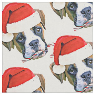 Weihnachtsboxer Hund weißes Muster Fabrik Stoff