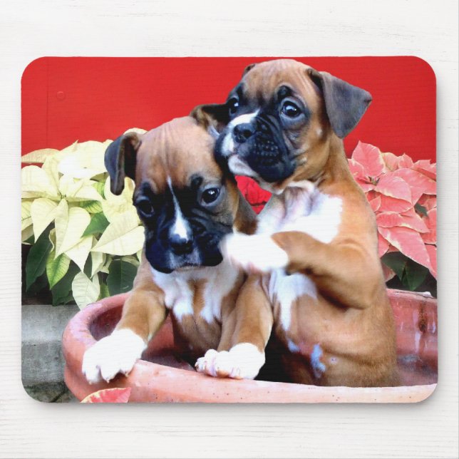 Weihnachtsboxer Welpenmousepad Mousepad (Vorne)