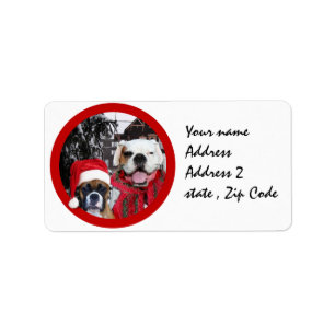 Weihnachtsboxerhunde - Versandmarke Adressaufkleber