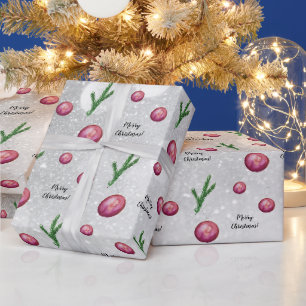 Weihnachtsbranchen und -bälle Wasserfarbe Geschenkpapier