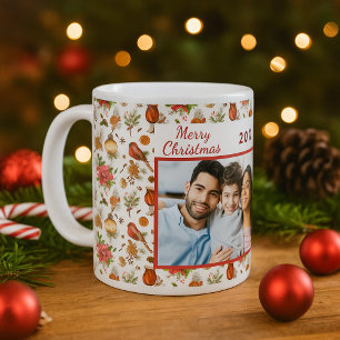 Weihnachtsbrauch Familienfoto rot weiß Kaffeetasse