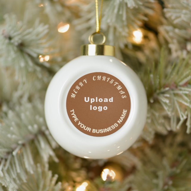 Weihnachtsbraun auf Weiß Keramik Kugel-Ornament (Baum)