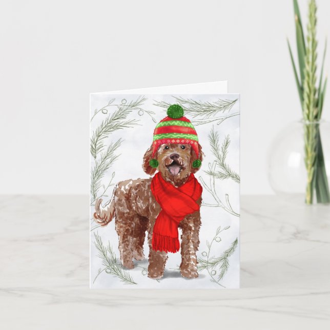Weihnachtsbraun und Botanische Kiefern Feiertagskarte (Vorderseite)