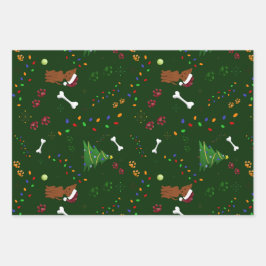 Weihnachtsbräune Weihnachtsmannmütze Geschenkpapier Set