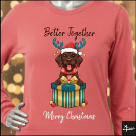 Weihnachtsbrauner Pointer-Rentier-Geschenkgrafik Tri-Blend Shirt