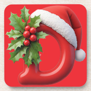 🎅 Weihnachtsbrief D Monogramm Geschenk für Tische Getränkeuntersetzer