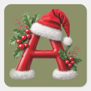 🎄 Weihnachtsbrief Eine Santa Mütze Weihnachtsdeko Quadratischer Aufkleber