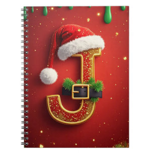 Weihnachtsbrief J Monogramm Festkranz 🎅 Notizblock