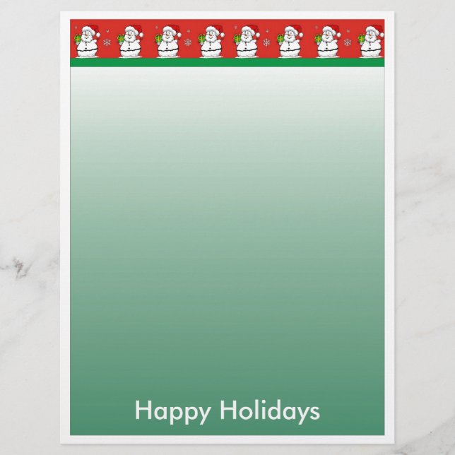 Weihnachtsbrief Papier - Schneemann-Grenze (Vorderseite)