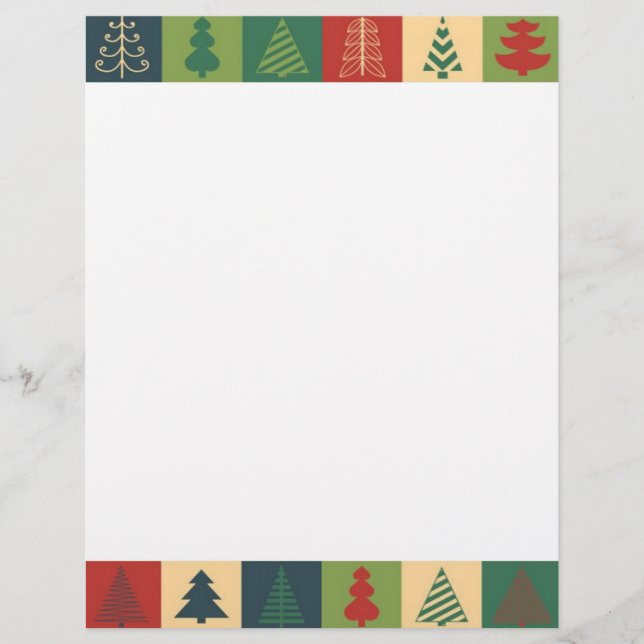 Weihnachtsbrief Papier Weihnachtsbaumen (Vorderseite)
