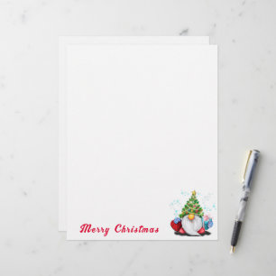 Weihnachtsbriefe Niedlicher Gnome mit Geschenk Briefbogen