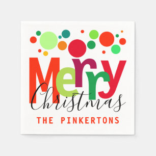 Weihnachtsbright Dots Moderne Typografie Monogramm Serviette