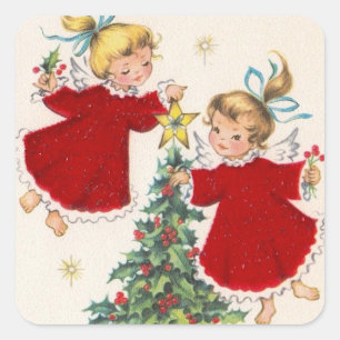 Weihnachtsbrille dekorieren Baum Quadratischer Aufkleber