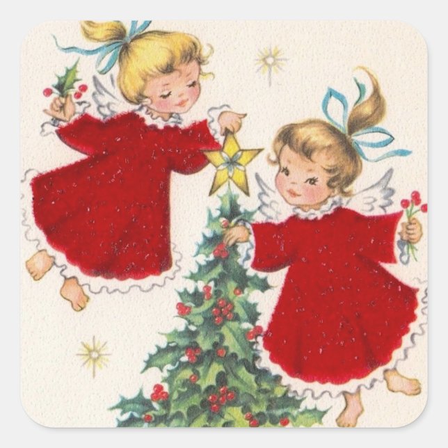 Weihnachtsbrille dekorieren Baum Quadratischer Aufkleber (Vorderseite)