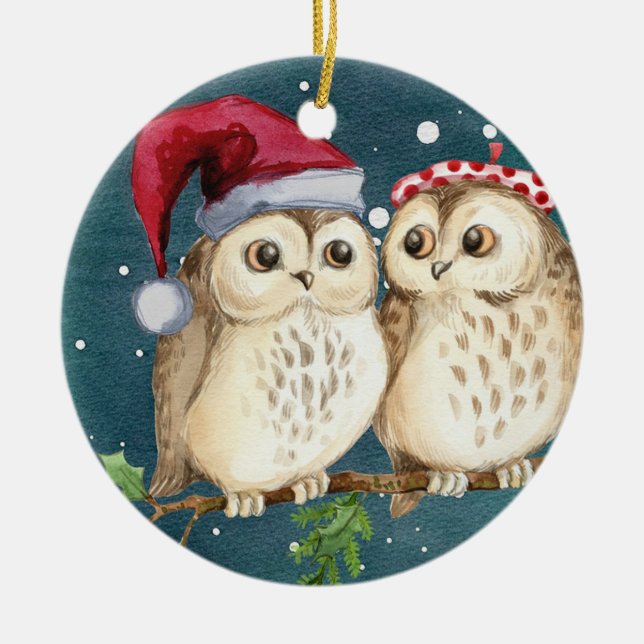 Weihnachtsbrille Keramik Ornament (Vorne)