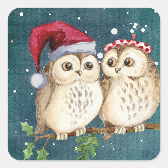 Weihnachtsbrille Quadratischer Aufkleber (Vorderseite)