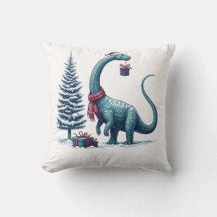 Weihnachtsbrontosaurus-Dinosaurier Kissen