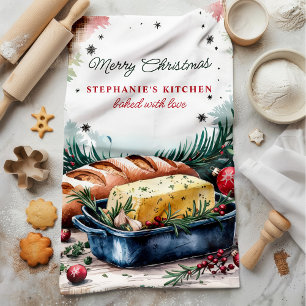 Weihnachtsbrot und -butter Personalisiert Geschirrtuch