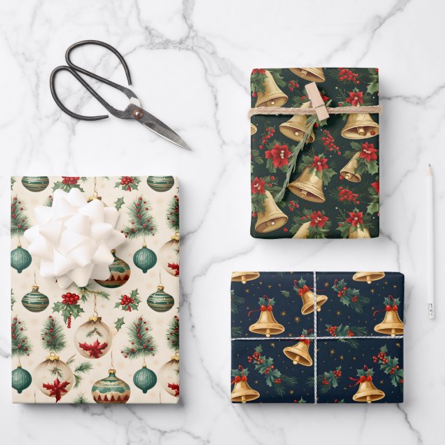 Weihnachtsbrötchen & Dekorationen Geschenkpapier Set (Vorderseite)