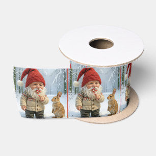 Weihnachtsbrunnen mit Candy Cane im Schneewald Satinband