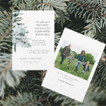 Weihnachtsbuch Foto Christlich Woodland<br><div class="desc">Weihnachts-Schrift Foto Grußkarte. Für uns ein Kind... . Foto hinten. Familiennamen. Aquarellwaldbäume.</div>