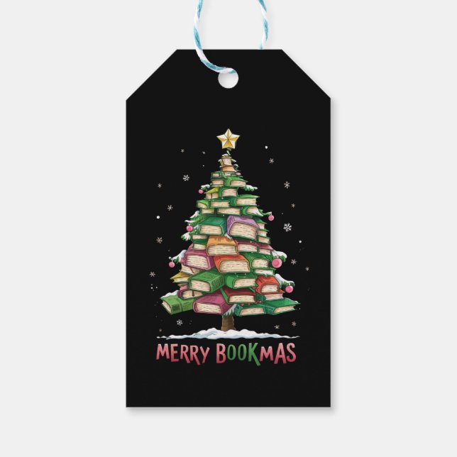 Weihnachtsbuch "Lover Tree Librarian Merry Bookmas Geschenkanhänger (Rückseite)