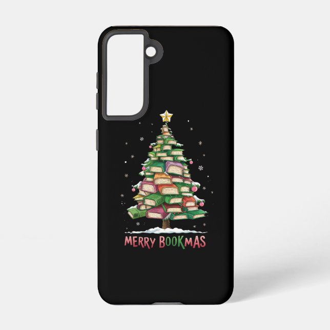 Weihnachtsbuch "Lover Tree Librarian Merry Bookmas Samsung Galaxy Hülle (Rückseite)