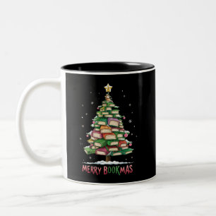 Weihnachtsbuch "Lover Tree Librarian Merry Bookmas Zweifarbige Tasse