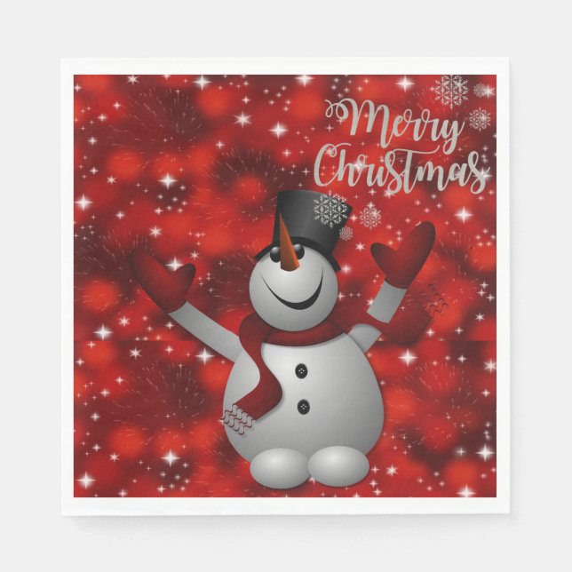 Weihnachtsbuch Napkins, Frohe Weihnachten, Schneem Serviette (Vorderseite)