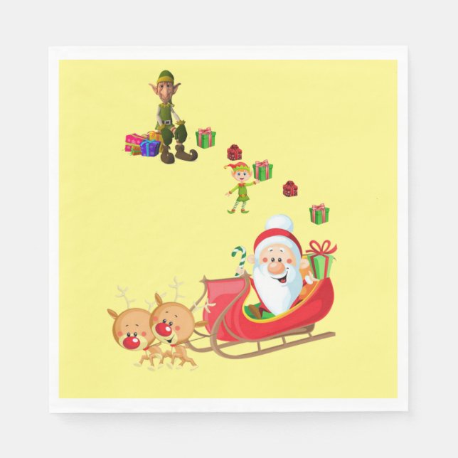 Weihnachtsbuch Napkins, frohe WeihnachtenSanta Elf Serviette (Vorderseite)