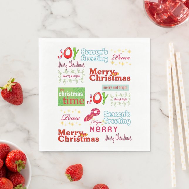 Weihnachtsbuch Napkins, Grüße der Joy Season Serviette (Beispiel)
