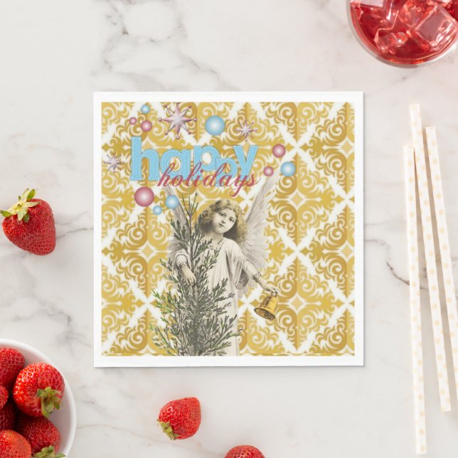 Weihnachtsbuch Napkins, Happy Holidays Angel Serviette (Beispiel)