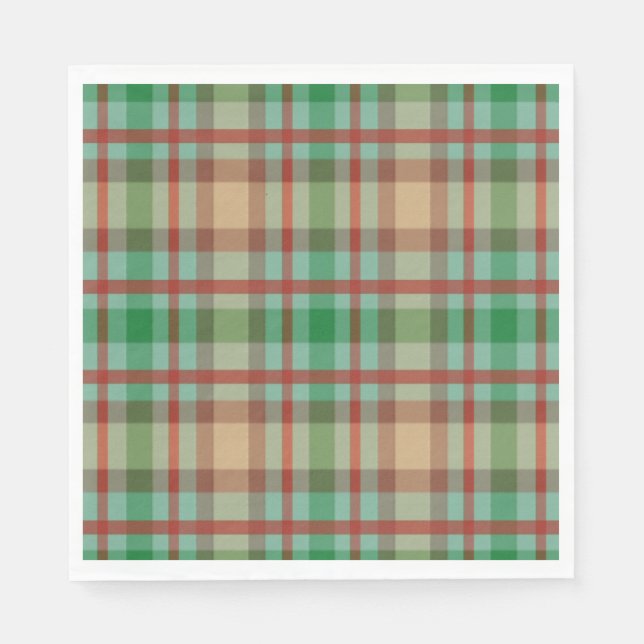 Weihnachtsbuch Napkins, Kariert grün und rot Serviette (Vorderseite)