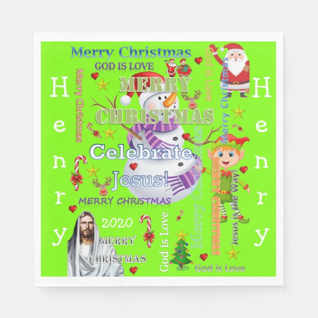 Weihnachtsbuch Napkins, Merry Jesus Santa Serviette (Vorderseite)