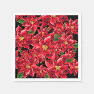 Weihnachtsbuch Napkins Red Poinsettia Serviette