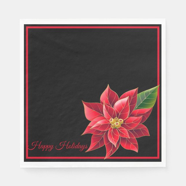 Weihnachtsbuch Napkins Red Poinsettia's-Luncheon Serviette (Vorderseite)