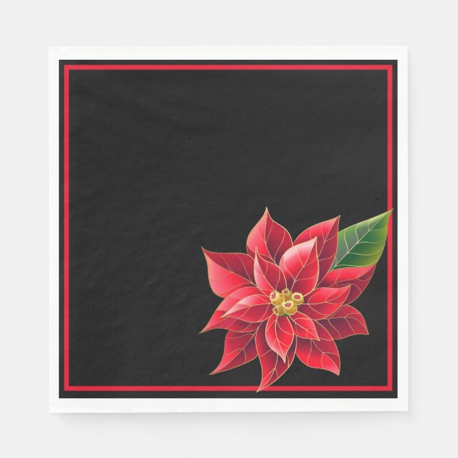 Weihnachtsbuch Napkins Red Poinsettia's-Luncheon Serviette (Vorderseite)