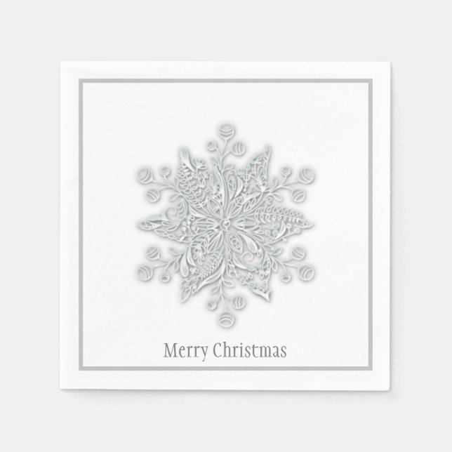 Weihnachtsbuch Napkins Silver Snowflake Serviette (Vorderseite)