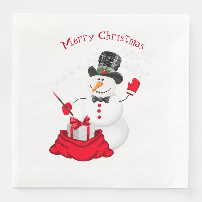 Weihnachtsbuch Napkins-Snowman Serviette (Vorderseite)