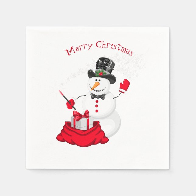 Weihnachtsbuch Napkins-Snowman Serviette (Vorderseite)