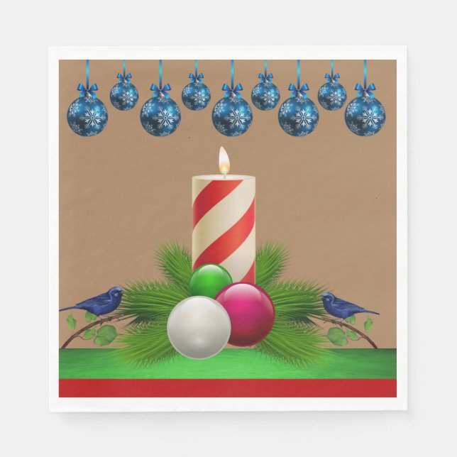 Weihnachtsbuch Napkins, Weihnachtskerze Serviette (Vorderseite)