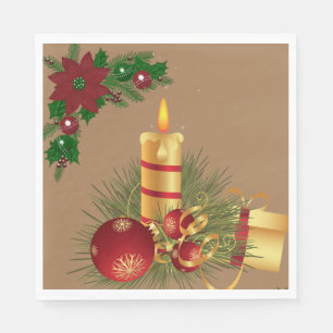 Weihnachtsbuch Napkins, Weihnachtskerze Serviette