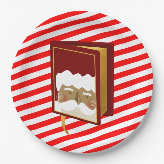 Weihnachtsbuch Red Strip Pappteller (Vorderseite)