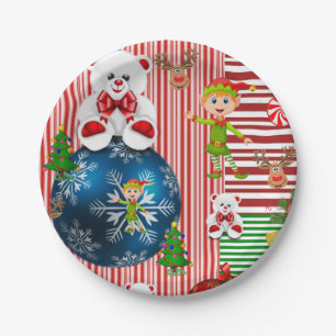 Weihnachtsbuch-Teller, Frohe Weihnachts-Teddy-Bär Pappteller