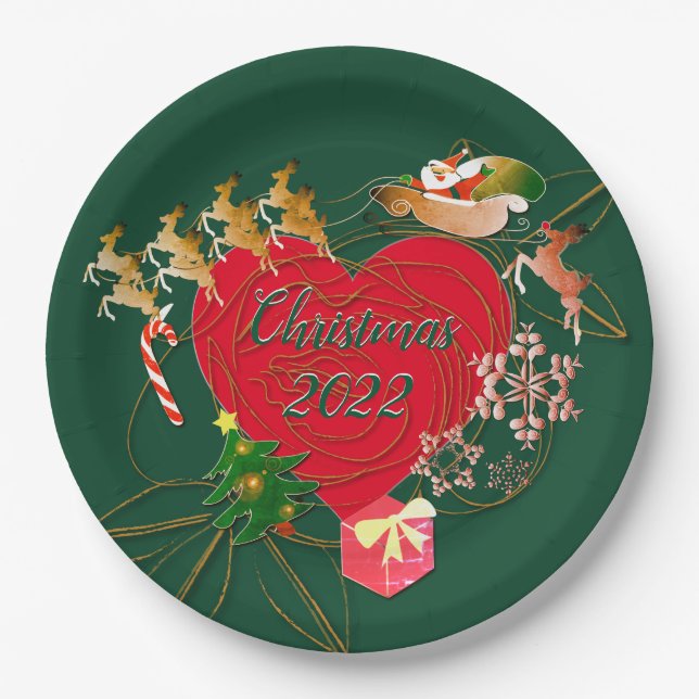 Weihnachtsbuch-Teller Pappteller (Vorderseite)