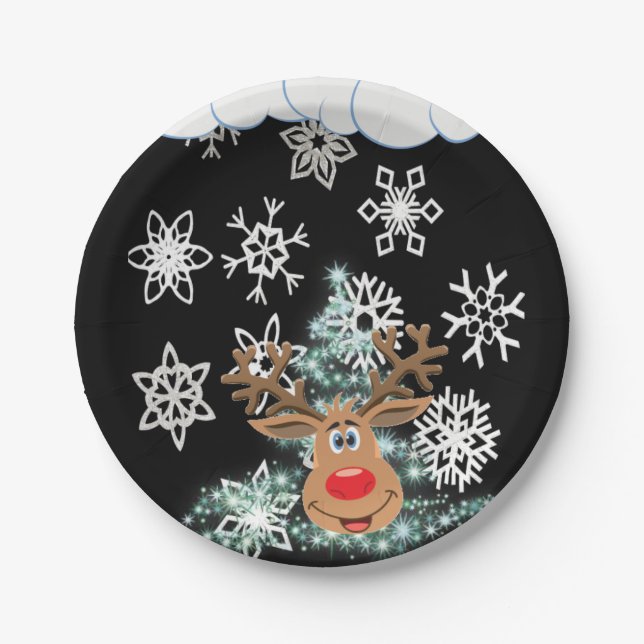 Weihnachtsbuch-Teller, Reindeer Pappteller (Vorderseite)