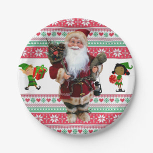 Weihnachtsbuch-Teller, Santa, Elf Pappteller