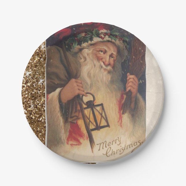 Weihnachtsbuch-Teller, Santa Vintag Pappteller (Vorderseite)
