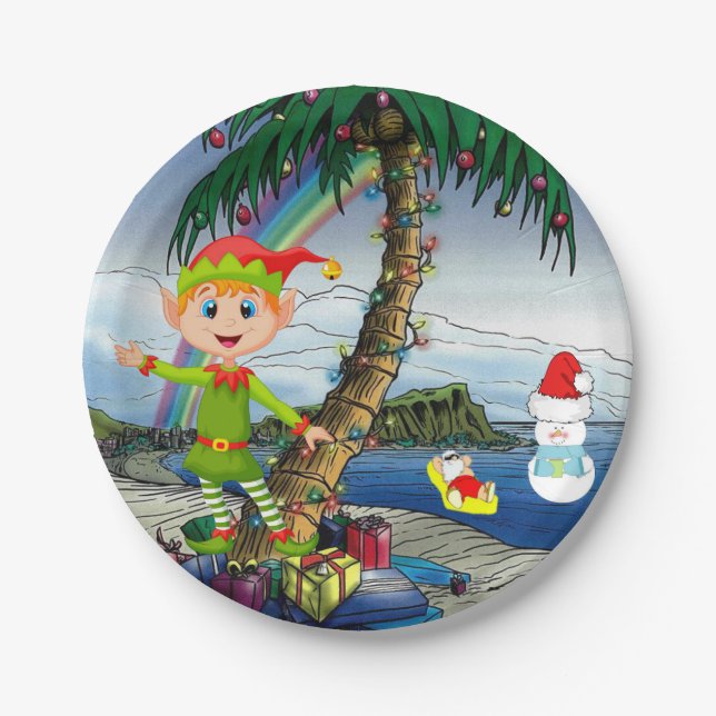 Weihnachtsbuch-Teller, Schneemann Pappteller (Vorderseite)